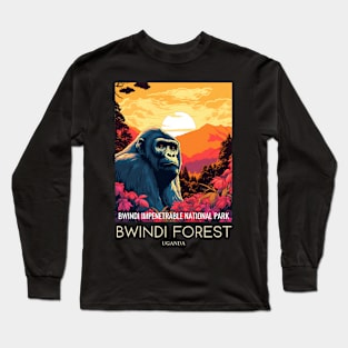 A Pop Art Travel Print of Bwindi Impenetrable National Park - Uganda Long Sleeve T-Shirt